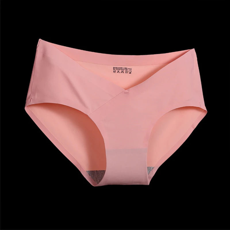 Seamless Low Waist Pregnant Panties Low Waist Maternity Underwear Pregnanc Cotton Soft Breathe V-Shaped Care Belly Women Briefs