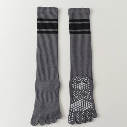 Five-finger Yoga Socks Stocking Women Cotton Breathable Indoor Workout Sports Socks Silicone Non-slip Professional Pilates Socks