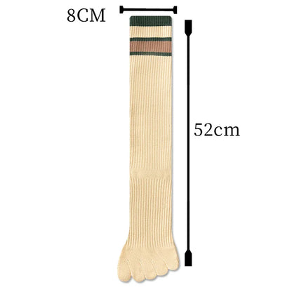 Women's Non-slip Cotton Yoga Socks Knee Sock Stockings Over Knee Compression Five Finger Grip Non-slip Yoga Pilates Toe Sock