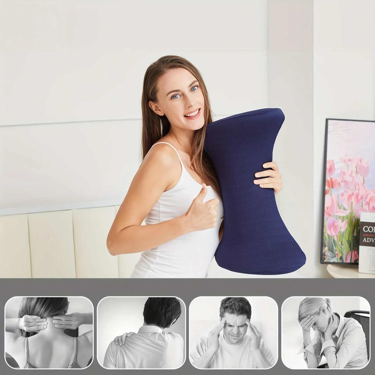 1pc Lumbar Support Pillow For Sleeping, Bed Waist Support Cushion Pregnant Woman Hip Knee Spine Alignment Sciatic Nerve Relax