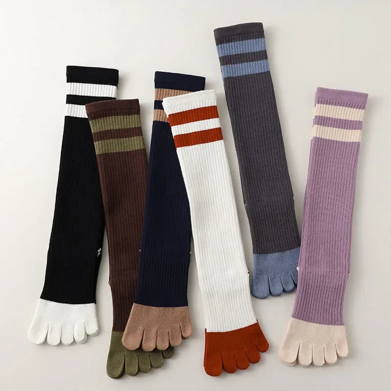 Five-finger Yoga Socks Stocking Women Cotton Breathable Indoor Workout Sports Socks Silicone Non-slip Professional Pilates Socks