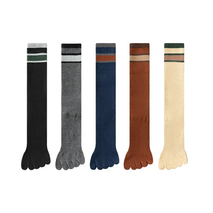 Women's Non-slip Cotton Yoga Socks Knee Sock Stockings Over Knee Compression Five Finger Grip Non-slip Yoga Pilates Toe Sock