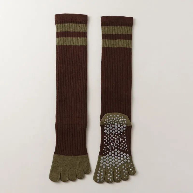 Five-finger Yoga Socks Stocking Women Cotton Breathable Indoor Workout Sports Socks Silicone Non-slip Professional Pilates Socks