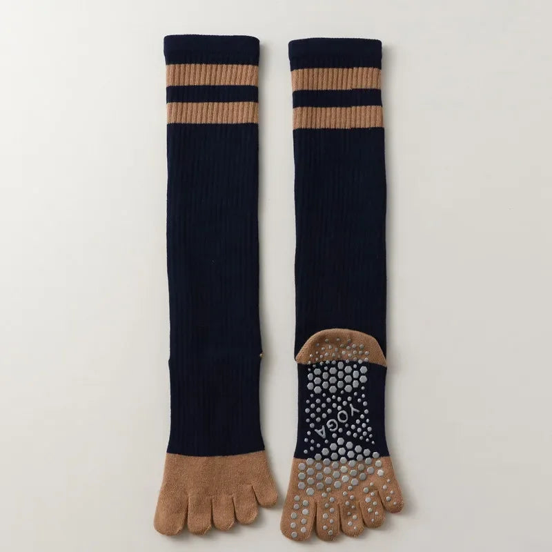 Five-finger Yoga Socks Stocking Women Cotton Breathable Indoor Workout Sports Socks Silicone Non-slip Professional Pilates Socks