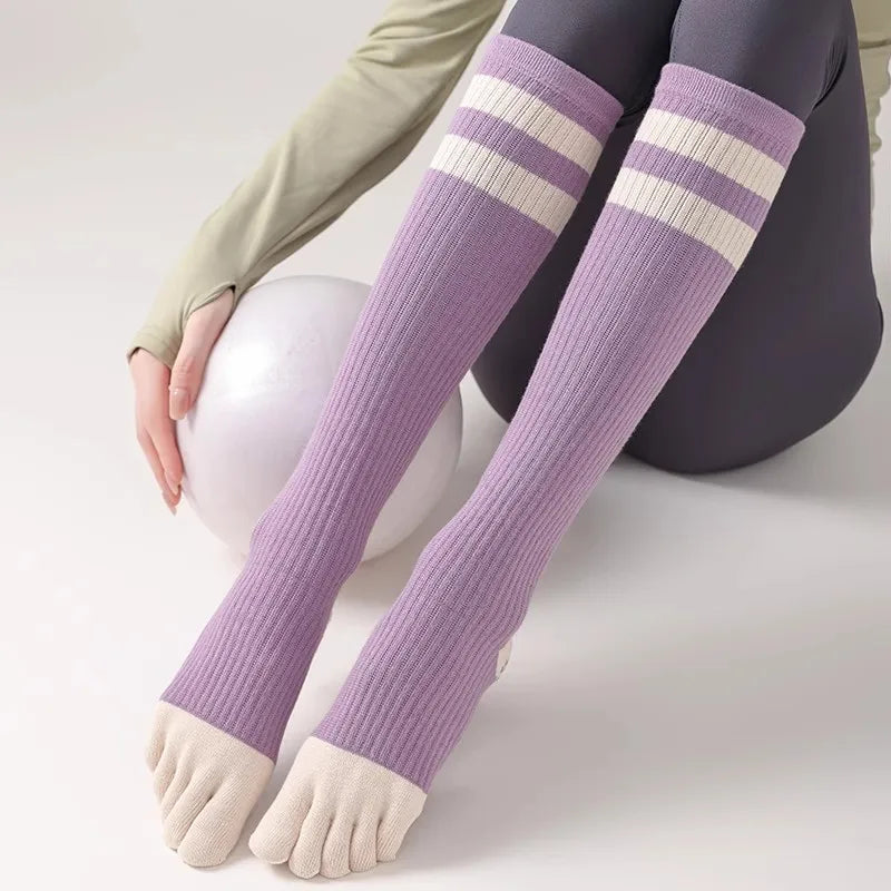 Five-finger Yoga Socks Stocking Women Cotton Breathable Indoor Workout Sports Socks Silicone Non-slip Professional Pilates Socks