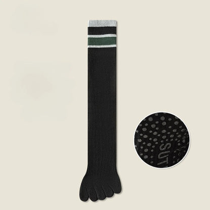 Women's Non-slip Cotton Yoga Socks Knee Sock Stockings Over Knee Compression Five Finger Grip Non-slip Yoga Pilates Toe Sock