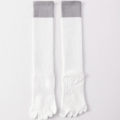 3 Pairs Women Compression Socks with Grip  Non-slip Long Sports Toe Socks Calf Yoga Pilates Five Finger Socks