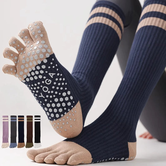 Five-finger Yoga Socks Stocking Women Cotton Breathable Indoor Workout Sports Socks Silicone Non-slip Professional Pilates Socks