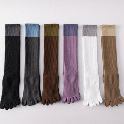 3 Pairs Women Compression Socks with Grip  Non-slip Long Sports Toe Socks Calf Yoga Pilates Five Finger Socks