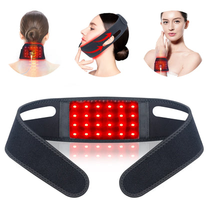 660nm Red Light Infrared 850NM Fabric Chin Neck Home Use Neck Heating Belt Lifting Firming Skin Neck Pain Relief Wrap Skin Care