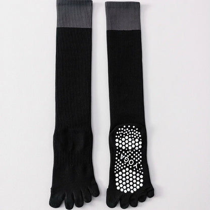 3 Pairs Women Compression Socks with Grip  Non-slip Long Sports Toe Socks Calf Yoga Pilates Five Finger Socks