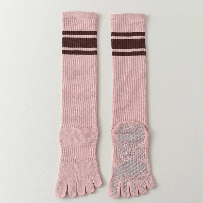 Five-finger Yoga Socks Stocking Women Cotton Breathable Indoor Workout Sports Socks Silicone Non-slip Professional Pilates Socks