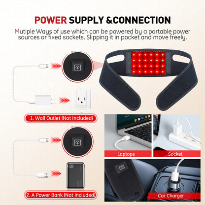660nm Red Light Infrared 850NM Fabric Chin Neck Home Use Neck Heating Belt Lifting Firming Skin Neck Pain Relief Wrap Skin Care
