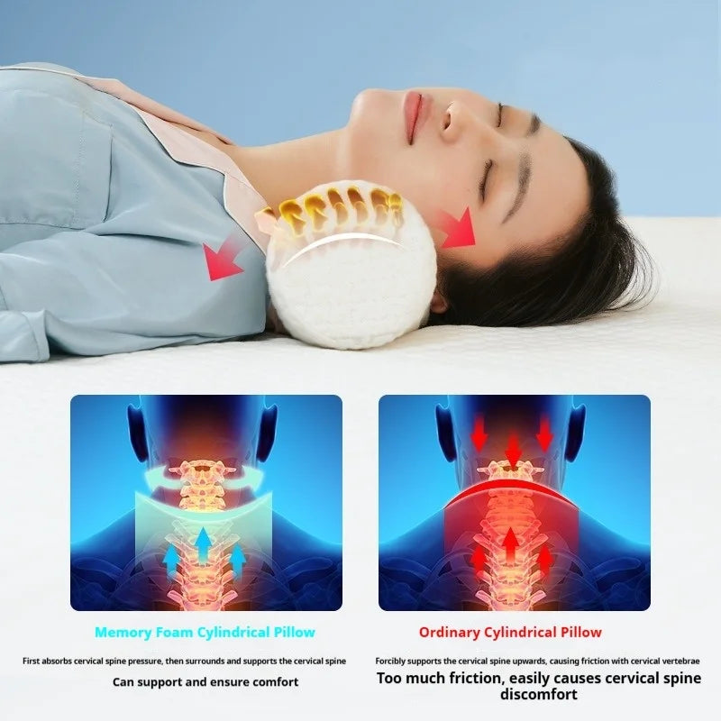 Cervical Neck Roll Memory Foam Pillow