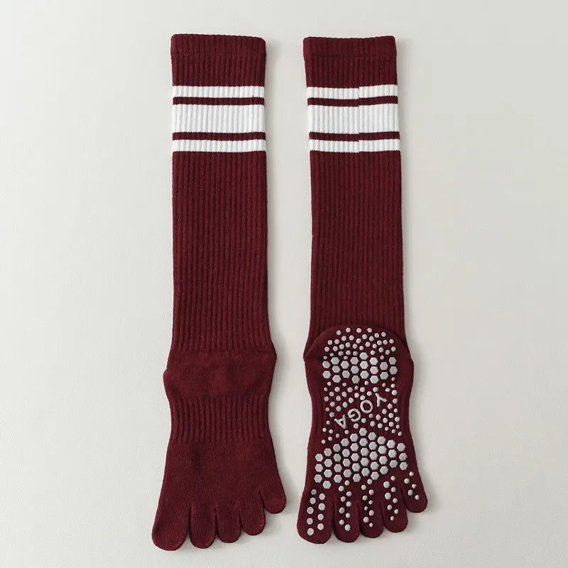 Five-finger Yoga Socks Stocking Women Cotton Breathable Indoor Workout Sports Socks Silicone Non-slip Professional Pilates Socks