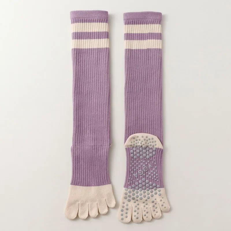 Five-finger Yoga Socks Stocking Women Cotton Breathable Indoor Workout Sports Socks Silicone Non-slip Professional Pilates Socks