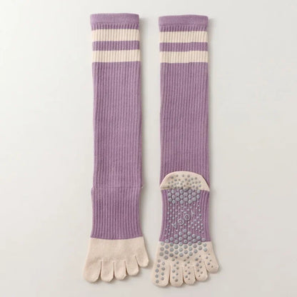 Five-finger Yoga Socks Stocking Women Cotton Breathable Indoor Workout Sports Socks Silicone Non-slip Professional Pilates Socks