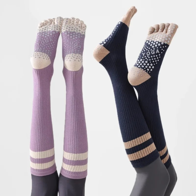 Five-finger Yoga Socks Stocking Women Cotton Breathable Indoor Workout Sports Socks Silicone Non-slip Professional Pilates Socks