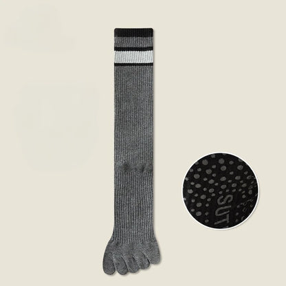Women's Non-slip Cotton Yoga Socks Knee Sock Stockings Over Knee Compression Five Finger Grip Non-slip Yoga Pilates Toe Sock