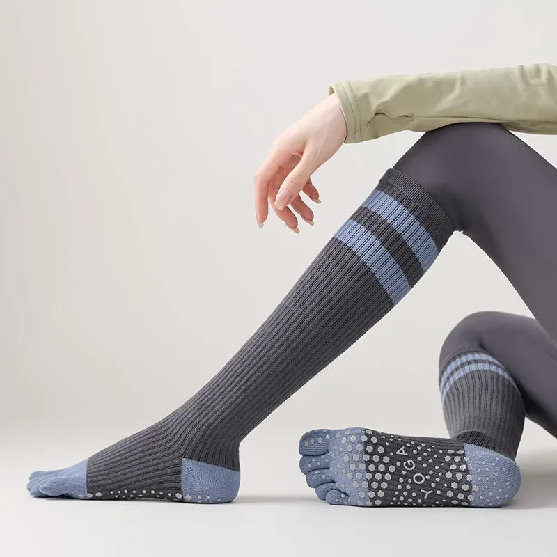 Five-finger Yoga Socks Stocking Women Cotton Breathable Indoor Workout Sports Socks Silicone Non-slip Professional Pilates Socks