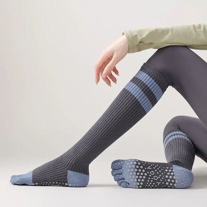 Five-finger Yoga Socks Stocking Women Cotton Breathable Indoor Workout Sports Socks Silicone Non-slip Professional Pilates Socks